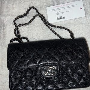 caviar quilted small double flap black